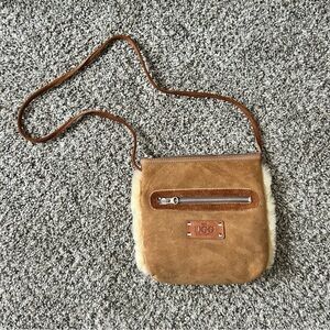 UGG Tan Crossbody Bag with Fur Accents